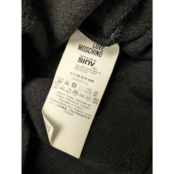 Love Moschino Heart Logo Emblem Cropped Crewneck Sweatshirt Size 4 Black - Picture 5 of 6